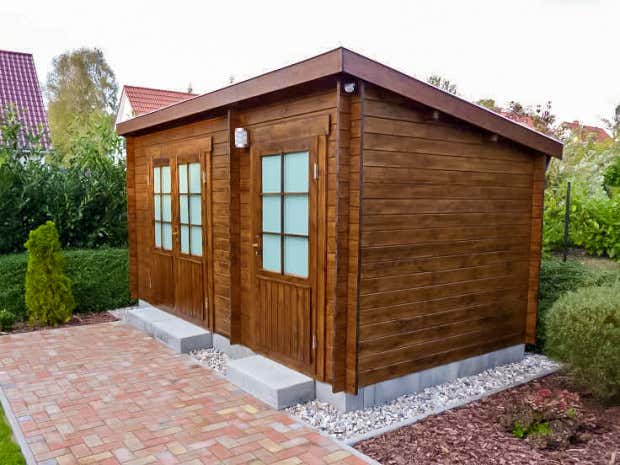 Photo du client: Poolhouse - Abri de jardin Maria toit monopente avec annexe