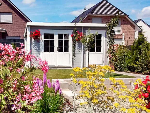 Photo du client: Poolhouse - Abri de jardin Maria toit monopente avec annexe