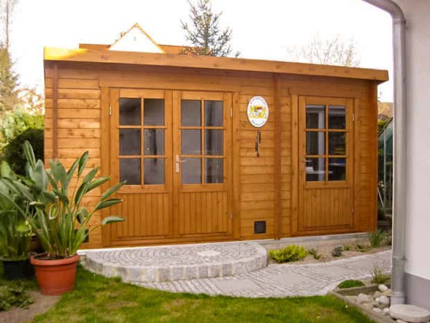 Photo du client: Poolhouse - Abri de jardin Maria toit monopente avec annexe