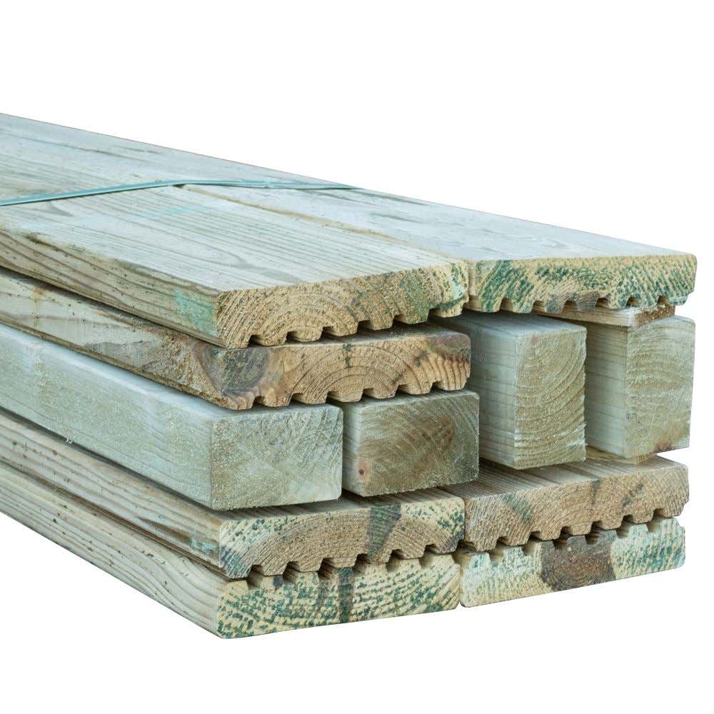 Set de planches de terrasse en bois, pin imprégné