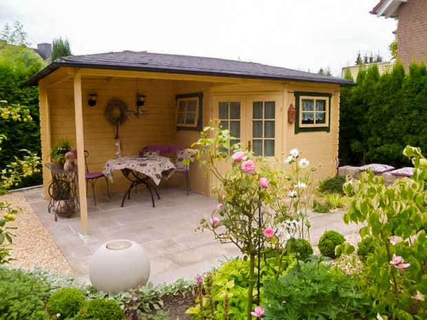 Photo du client: Abri de jardin pentagonal avec extension Franz-28