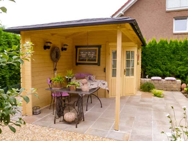 Photo du client: Abri de jardin pentagonal avec extension Franz-28