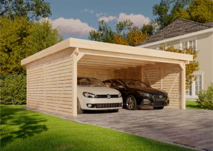 Carport double Alpholz Olaf avec parois