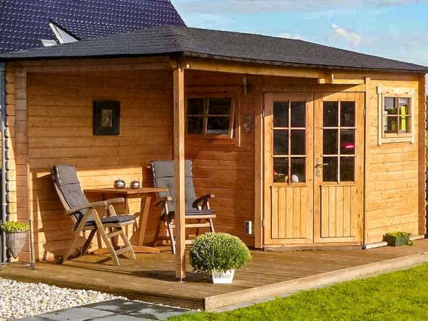 Photo du client: Abri de jardin pentagonal avec extension Franz-28