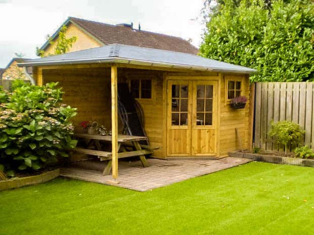 Photo du client: Abri de jardin pentagonal avec extension Franz-28