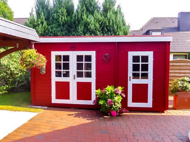 Photo du client: Poolhouse - Abri de jardin Maria toit monopente avec annexe