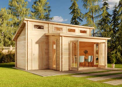 Abri de jardin Lausitz ISO avec porte pliante et extension