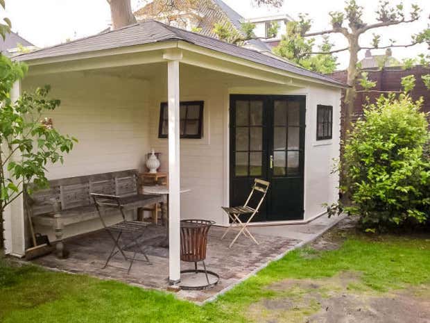 Photo du client: Abri de jardin pentagonal avec extension Franz-28